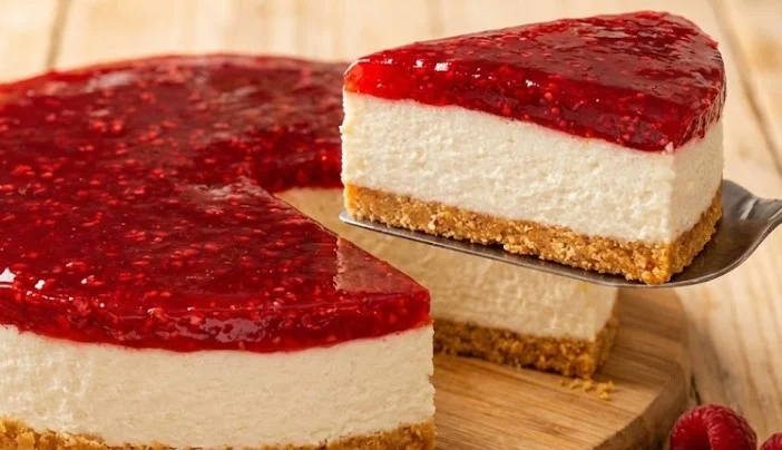 Kremasti čizkejk sa malinama koji se ne peče