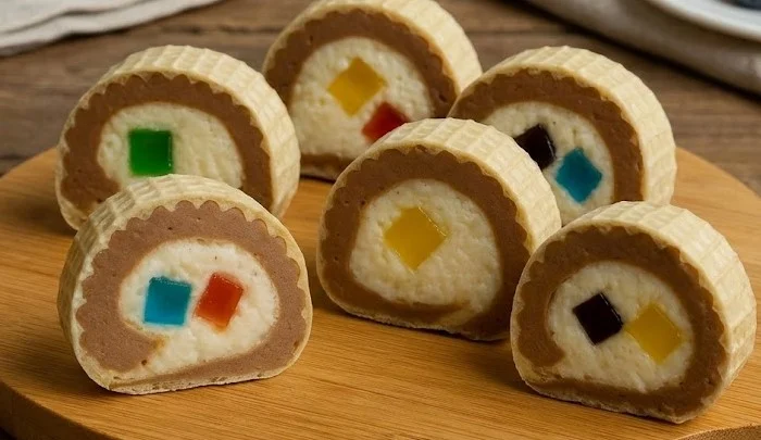 Vafl rolnice napravljene od keksa i kokosa