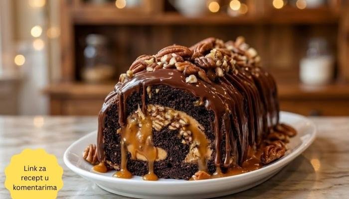 Najbolji čokoladni rolat sa karamelom i pekan orasima – Recept