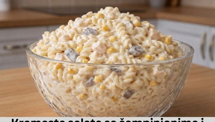 Kremasta salata sa šampinjonima i kukuruzom – lagana i ukusna