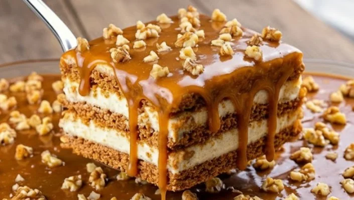 Kremasta praznična torta sa karamelom i orasima