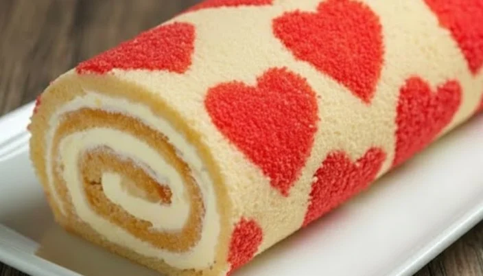 Praznični rolat sa crvenim srcima