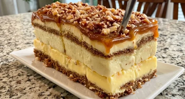 Savršena kremasta torta od banane i karamele sa hrskavim pečenim lešnicima