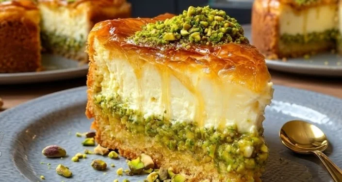 Pistaći baklava čizkejk: Kraljevska biskvitna fuzija orijenta i mliječnih ukusa