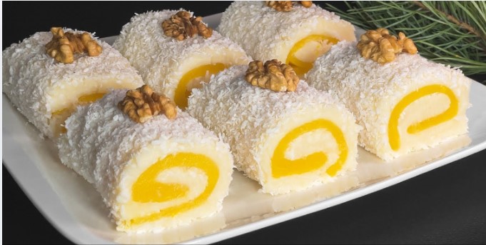 Najbolji desert bez pečenja gotov za 5 minuta Nežni rolnati od kokosa i pomorandže