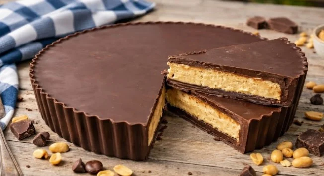 Domaća biskvitna čokoladna rapsodija sa kikiriki puterom: Gigantska mliječna poslastica bez pečenja