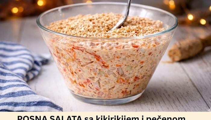 POSNA SALATA sa kikirikijem i pečenom paprikom – bez majoneza – Posna urnebes salata
