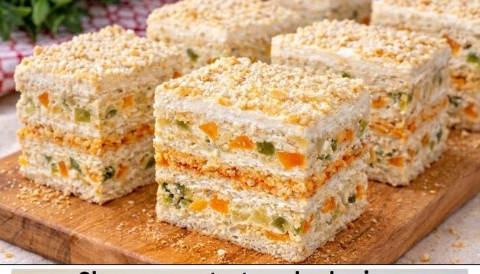 Slana posna torta sa krekerima. Dekorativno, ukusno hladno predjelo