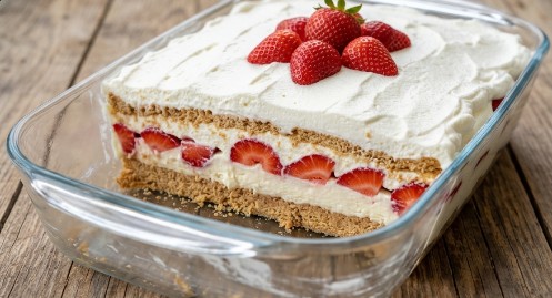 Bela Plazma Torta sa Jagodama: Osvežavajući Voćni Dezert Bez Pečenja