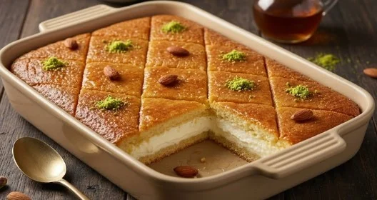 Sočna arapska basbousa sa bogatim mliječnim kremom