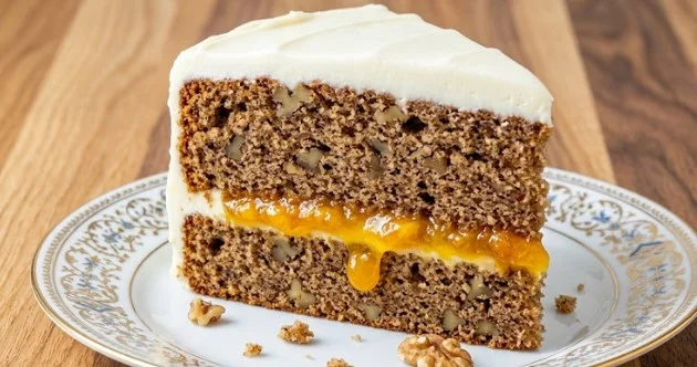 Starinska torta sa orasima i domaćim džemom od kajsija