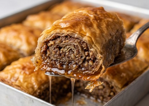 Sočna Rolovana Baklava: Zlatni zalogaji preliveni slatkim sirupom