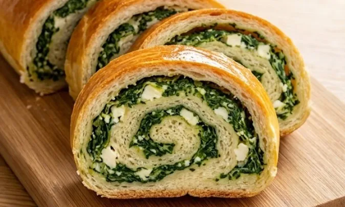 Pekarski Rolat sa Spanaćem: Starinska slana štrudla od kvasnog testa sa feta sirom