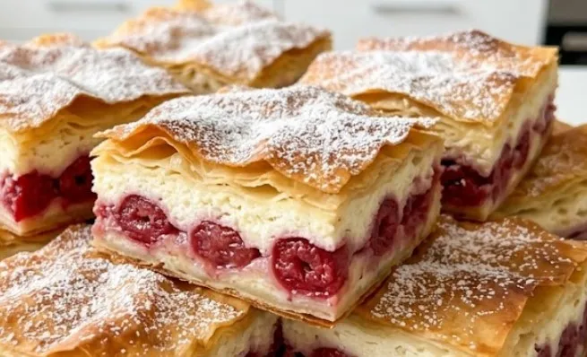 Tradicionalna Gibanica sa Višnjama: Starinska slatka pita sa sirom i crvenim bobica iz dubokog pleha