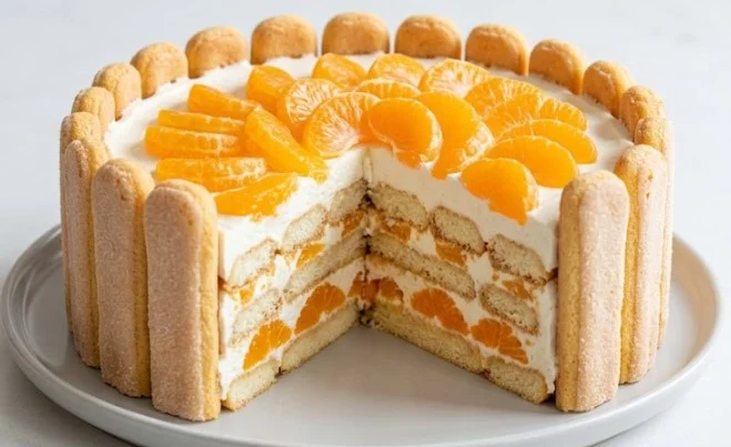 Mandarina torta: Prefinjena višeslojna simfonija vazdušastog krema i zlatno-narandžastih osvežavajućih voćki